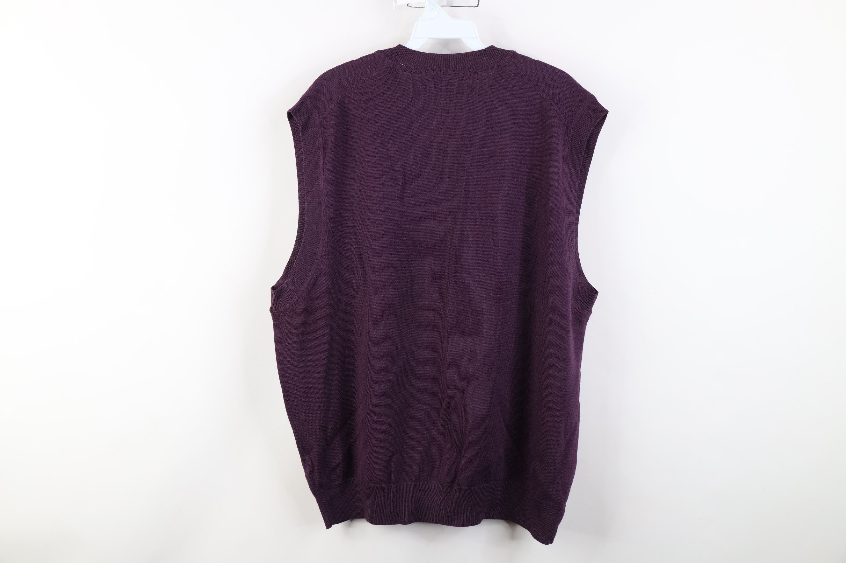 Vintage Vintage 90s Streetwear Wool Knit V-Neck Sweater Vest Purple Size US L / EU 52-54 / 3 - 6 Thumbnail