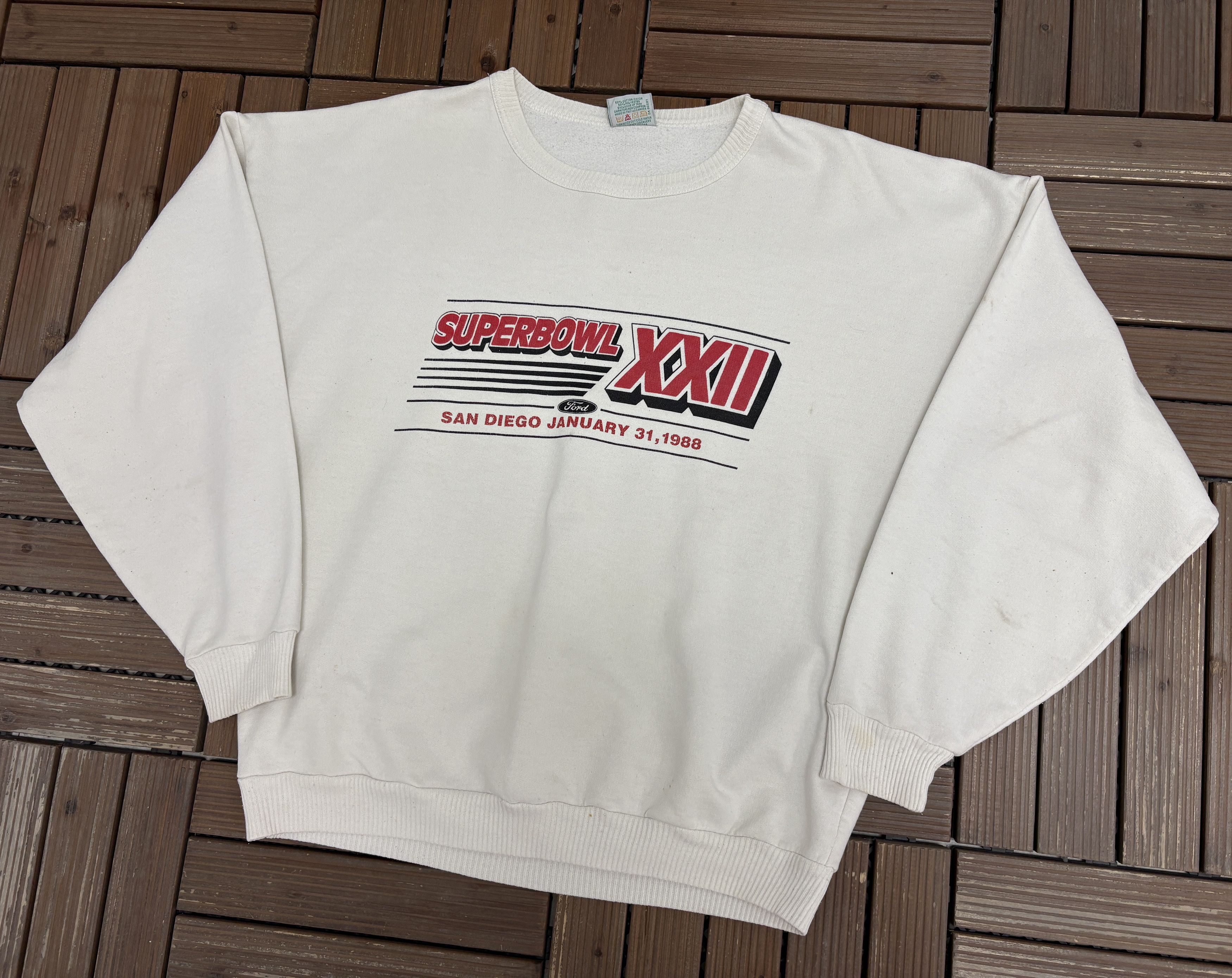 Vintage Super Bowl XXII Vintage White Crewneck Sweater Size US XL / EU 56 / 4 - 3 Thumbnail