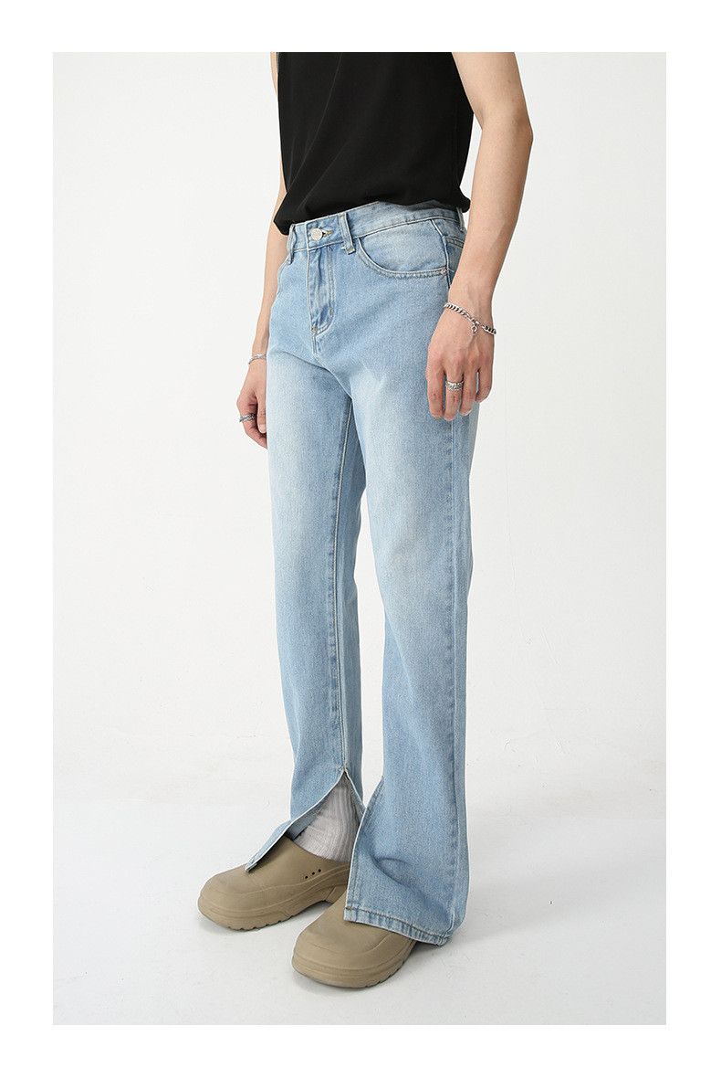 Japanese Brand Japanese retro light blue split slim jeans Size US 32 / EU 48 - 2 Thumbnail
