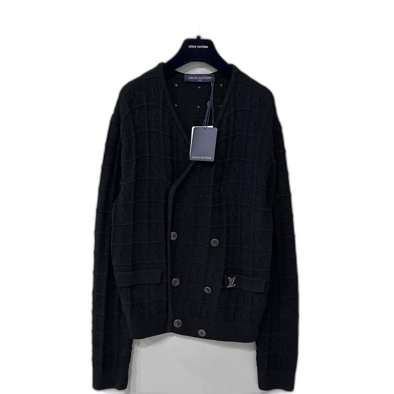Louis Vuitton Double-Breasted Logo Knit Coat-
