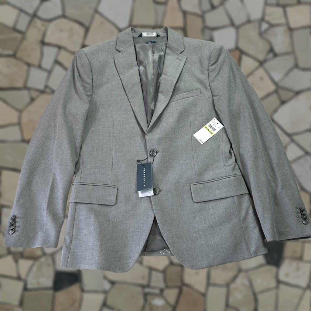 Perry Ellis Perry Ellis Blazer Mens 38 Short Gray Slim Fit Sport Coat Jacket Size US 38 / EU 54 - 1 Thumbnail
