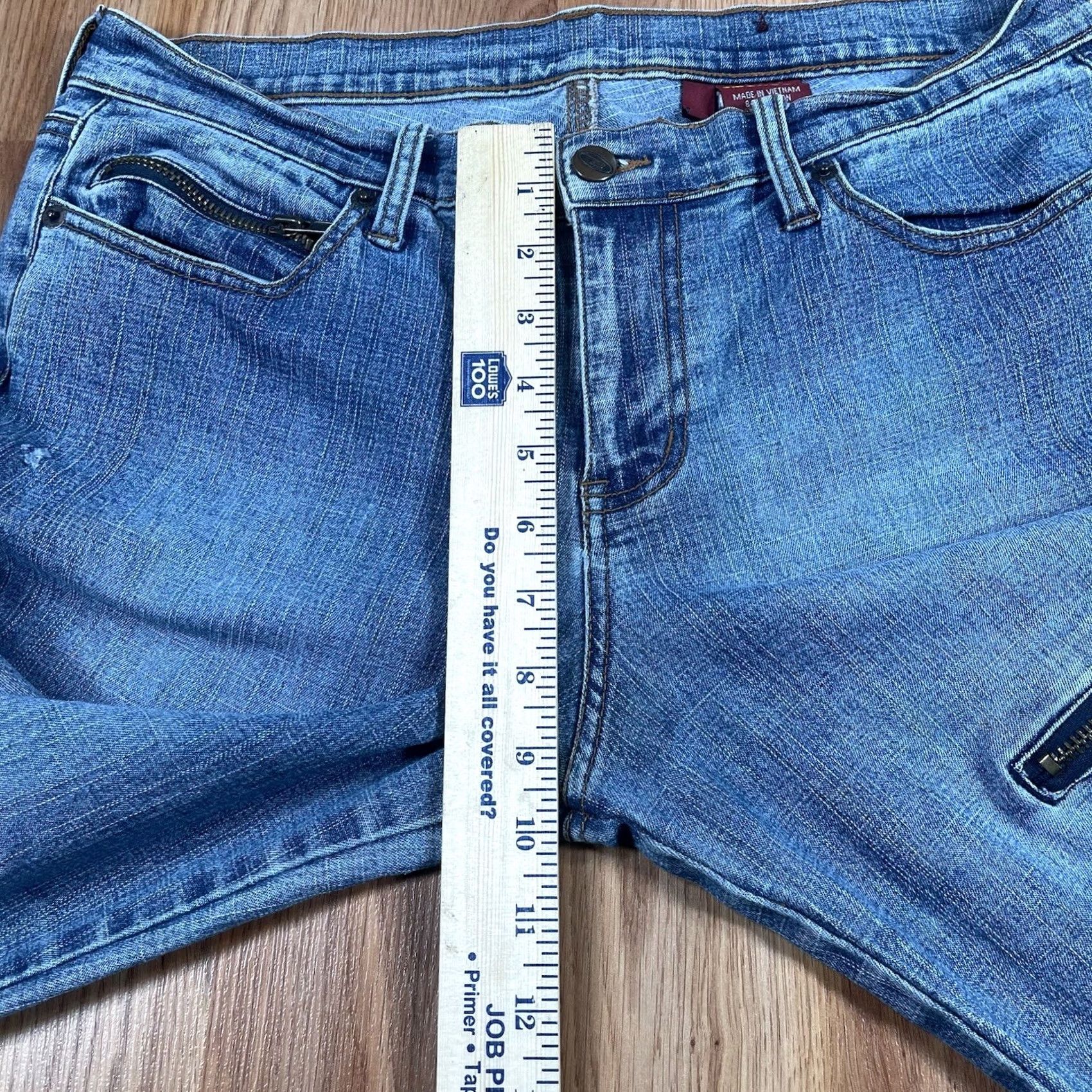 Vintage Bongo Jeans Womens 11 Straight Leg Mid Rise Stretch Zipper Blue Denim - Vintage Condition Good Size 32" / US 10 / IT 46 - 7 Thumbnail