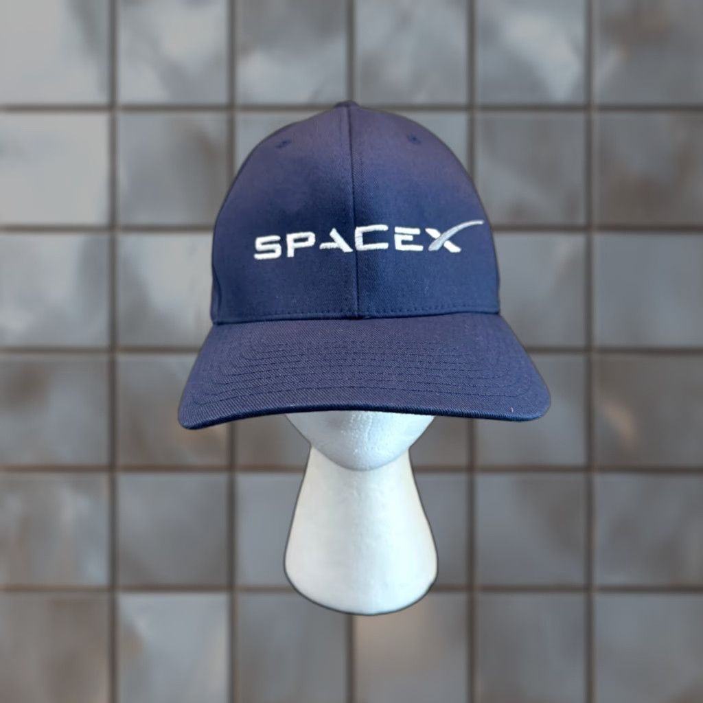 Vintage SpaceX Hat Mens Large Blue Flexfit Yupoong Performance Space Embroidered Logo Size ONE SIZE - 1 Thumbnail