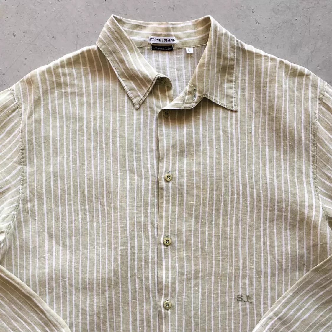 Stone Island Beige Striped Long Sleeve Button-Up Shirt Size US L / EU 52-54 / 3 - 3 Thumbnail