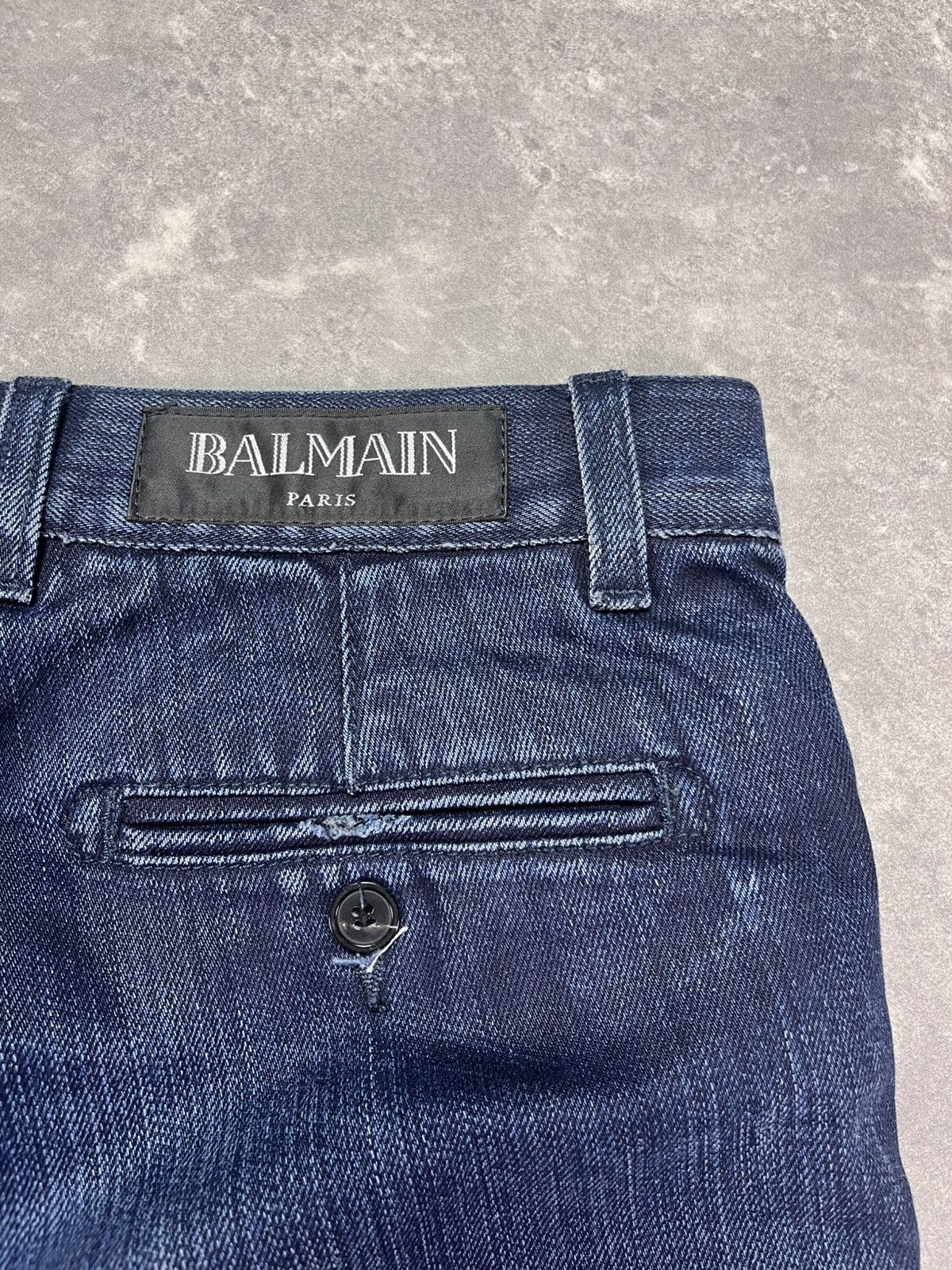 Balmain Balmain Paris Navy Dark Blue Zip Pockets Biker Jeans 31 Size US 31 - 12 Thumbnail