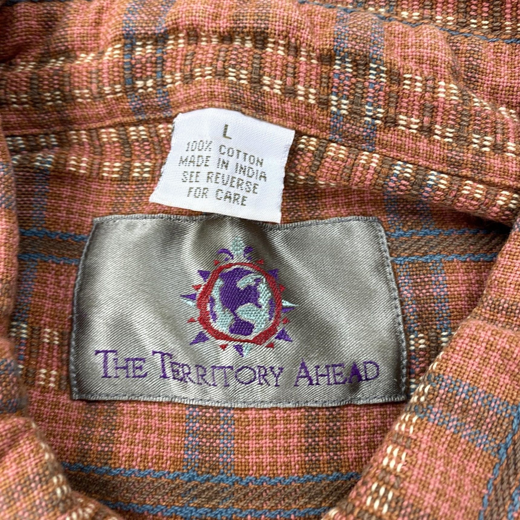 The Territory Ahead VINTAGE The Territory Ahead Shirt Mens Large Orange Plaid Button-Down Long Sleeve Cotton Casual 90s Mens Size US L / EU 52-54 / 3 - 5 Thumbnail