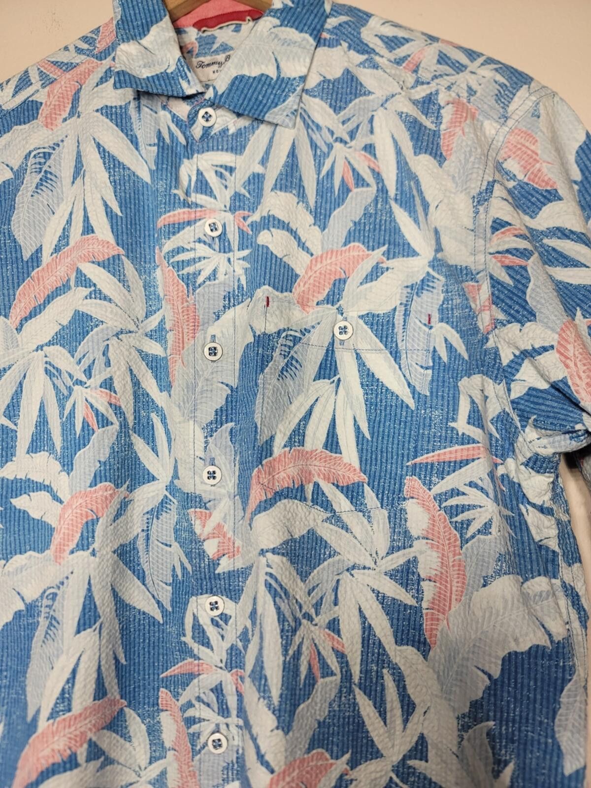 Tommy Bahama Tommy Bahama Nova Wave Seersucker Camp Shirt Coastal Sz M Size US M / EU 48-50 / 2 - 6 Thumbnail