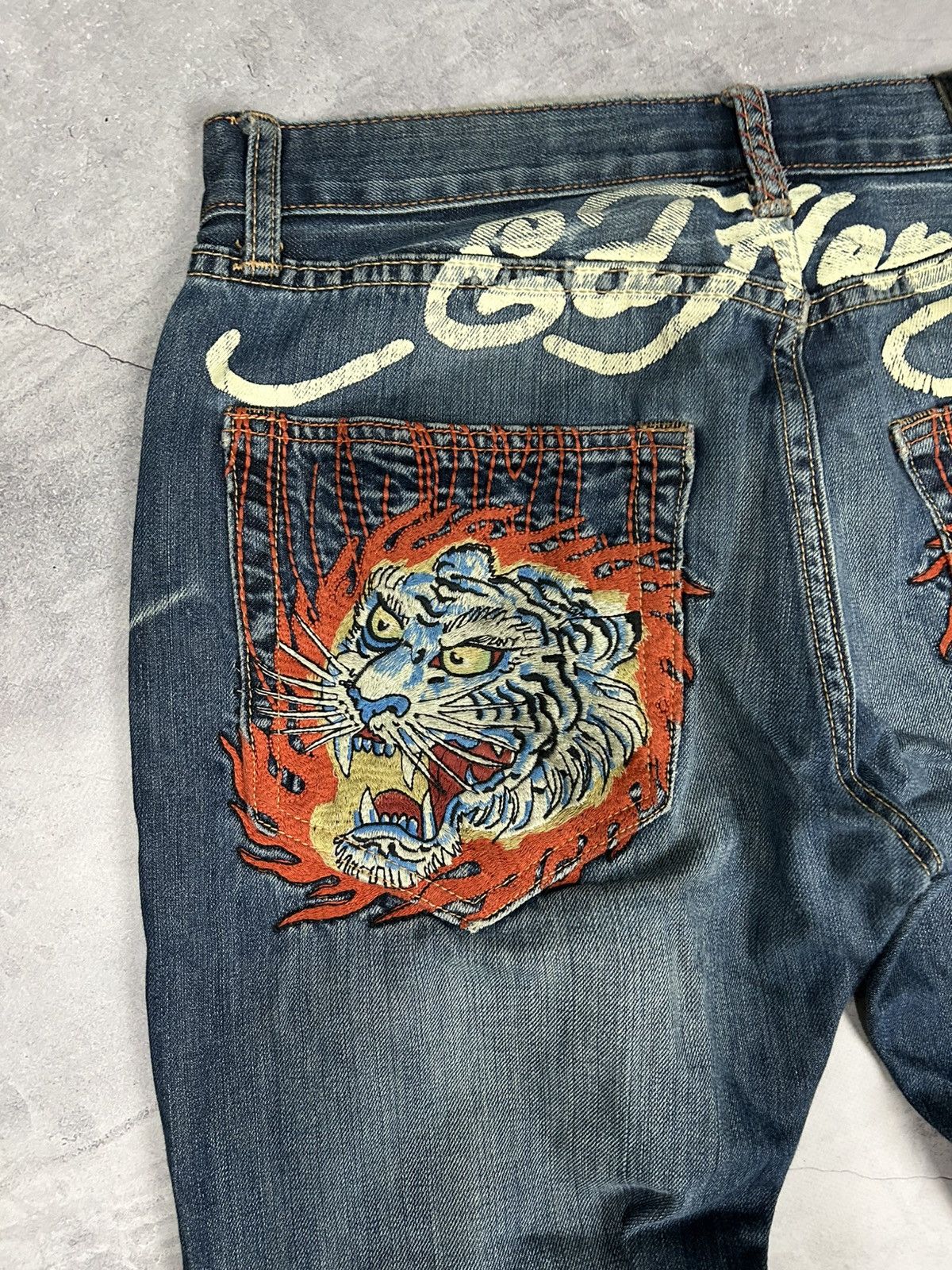 Ed Hardy Rare Ed Hardy Jeans Embroidered Tigers Size US 32 / EU 48 - 3 Thumbnail