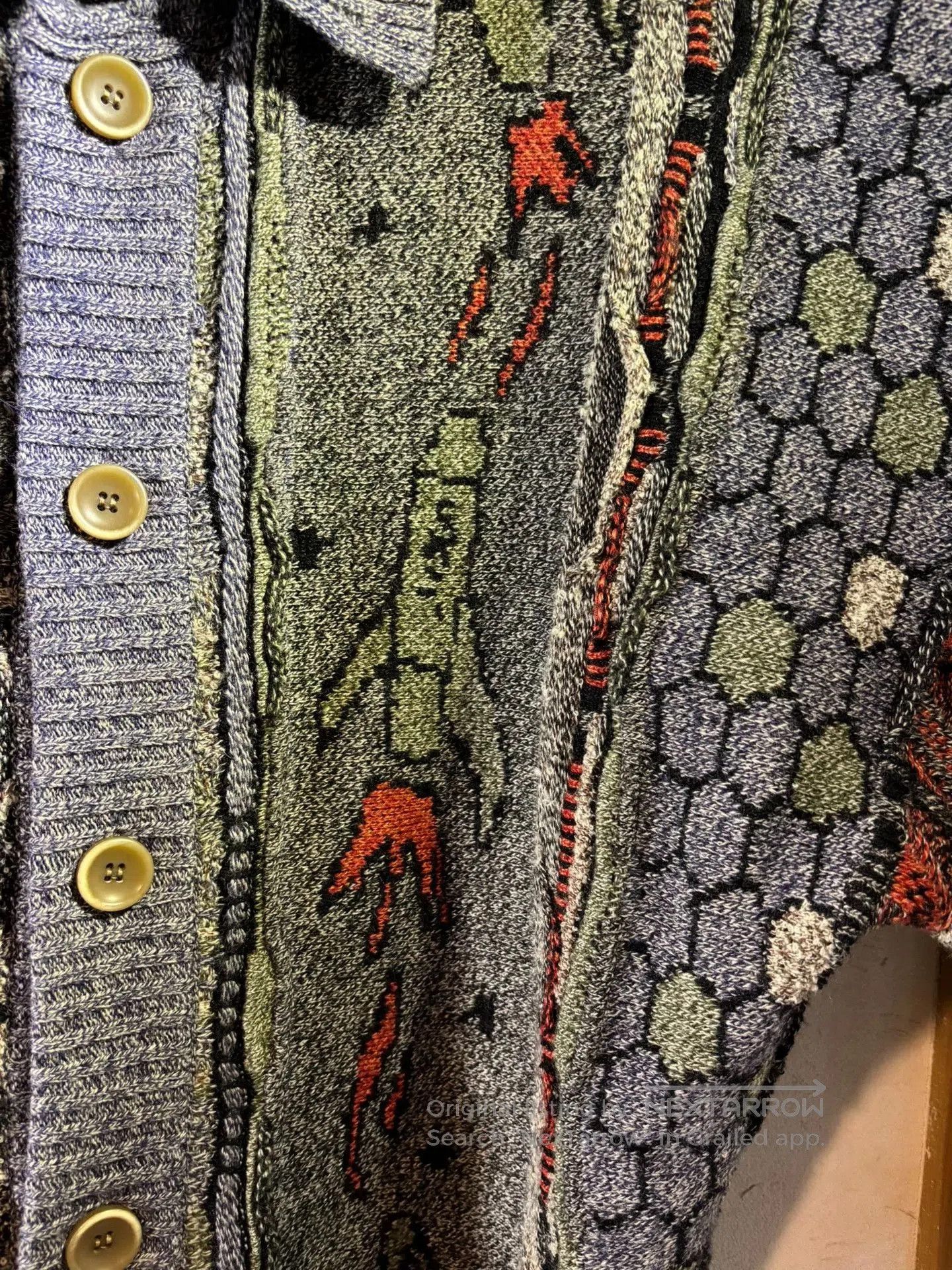 khujo Oversized Khaki Special Pattern Sweater. Size US M / EU 48-50 / 2 - 5 Thumbnail