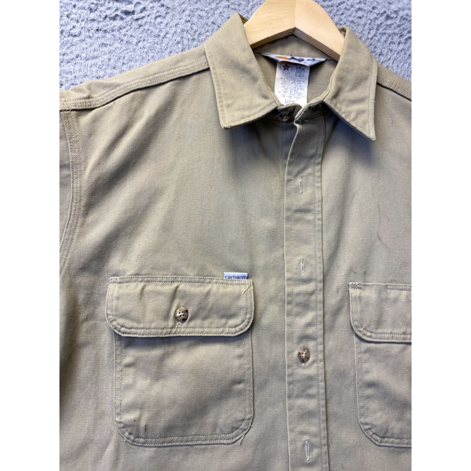 Carhartt VINTAGE Carhartt Outdoor Rugged Shirt Men Large Khaki Cotton Twill Casual Fall Winter Spring Size US L / EU 52-54 / 3 - 2 Thumbnail