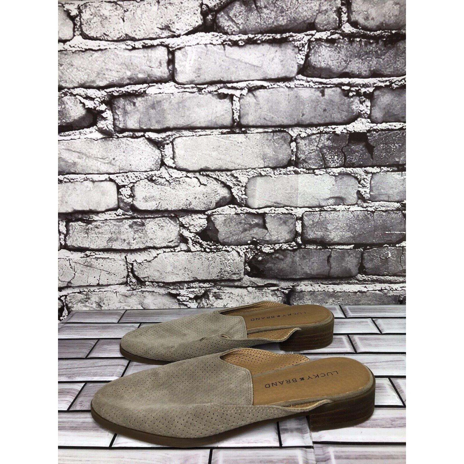 Lucky Brand Lucky Brand Coryna Taupe Suede Leather Slip On Mules Flats W Size US 7 / IT 37 - 10 Thumbnail