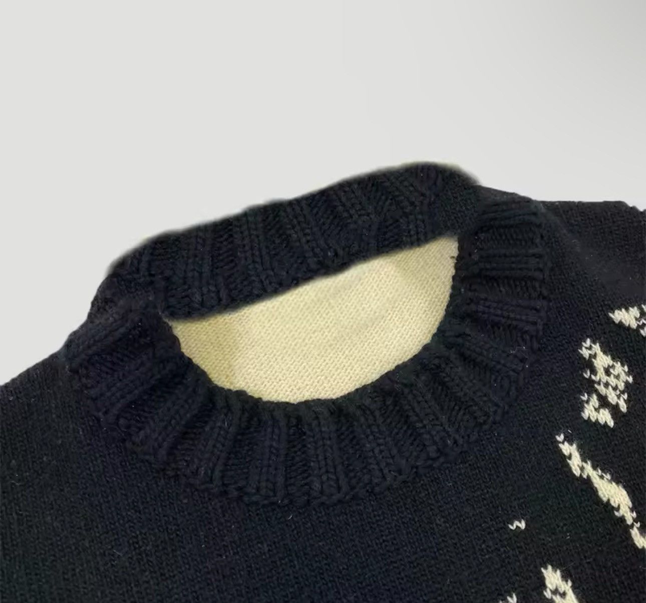 Designer × Vintage Design Knitted Streetwear Face Print Pullover Sweater Size US L / EU 52-54 / 3 - 4 Thumbnail
