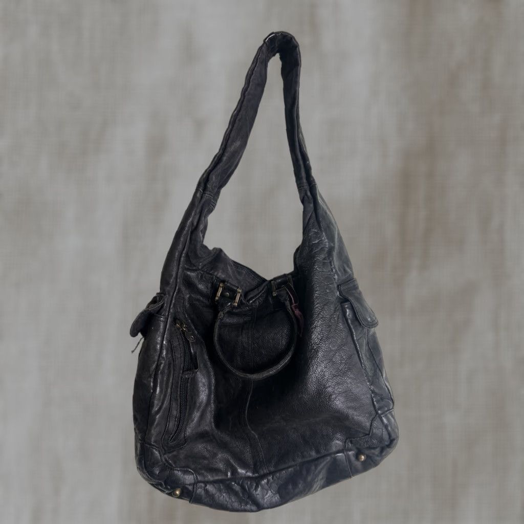 Vintage Rare Tough Jeansmith Military Surplus Brown Leather Large Shoulder Bag Flaw Size US 33 - 1 Thumbnail