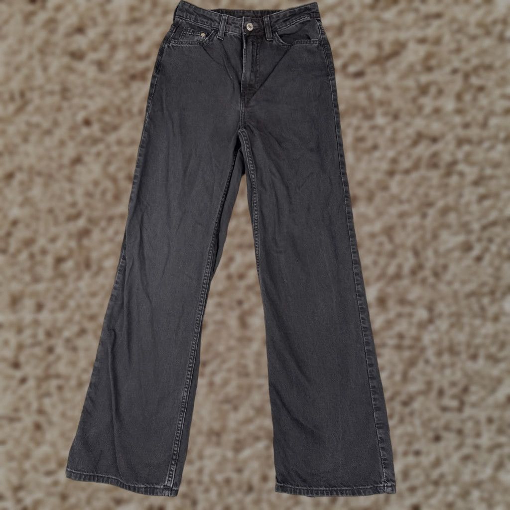 Denime &Denim Jeans Womens 2 Black Denim Wide-Leg Regular Fit High Waist 25x29 Jeans Size 26" / US 2 / IT 38 - 1 Thumbnail