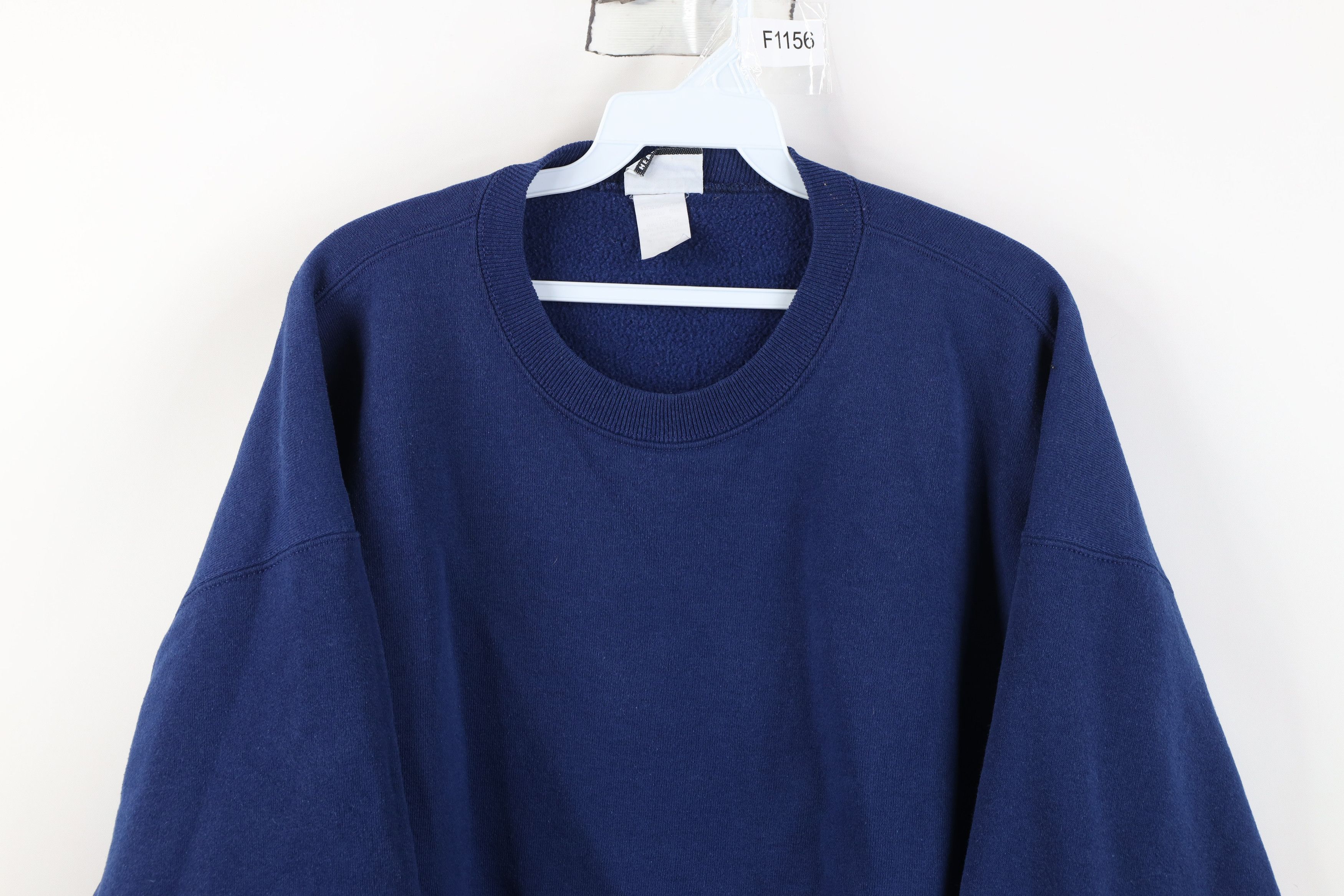 Vintage Vintage 90s Streetwear Blank Heavyweight Sweatshirt Blue USA Size US XXL / EU 58 / 5 - 2 Thumbnail