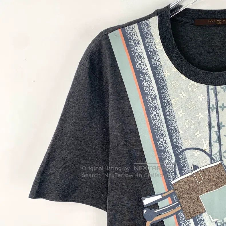 Louis Vuitton Black lock logo presbyopic cotton crewneck T