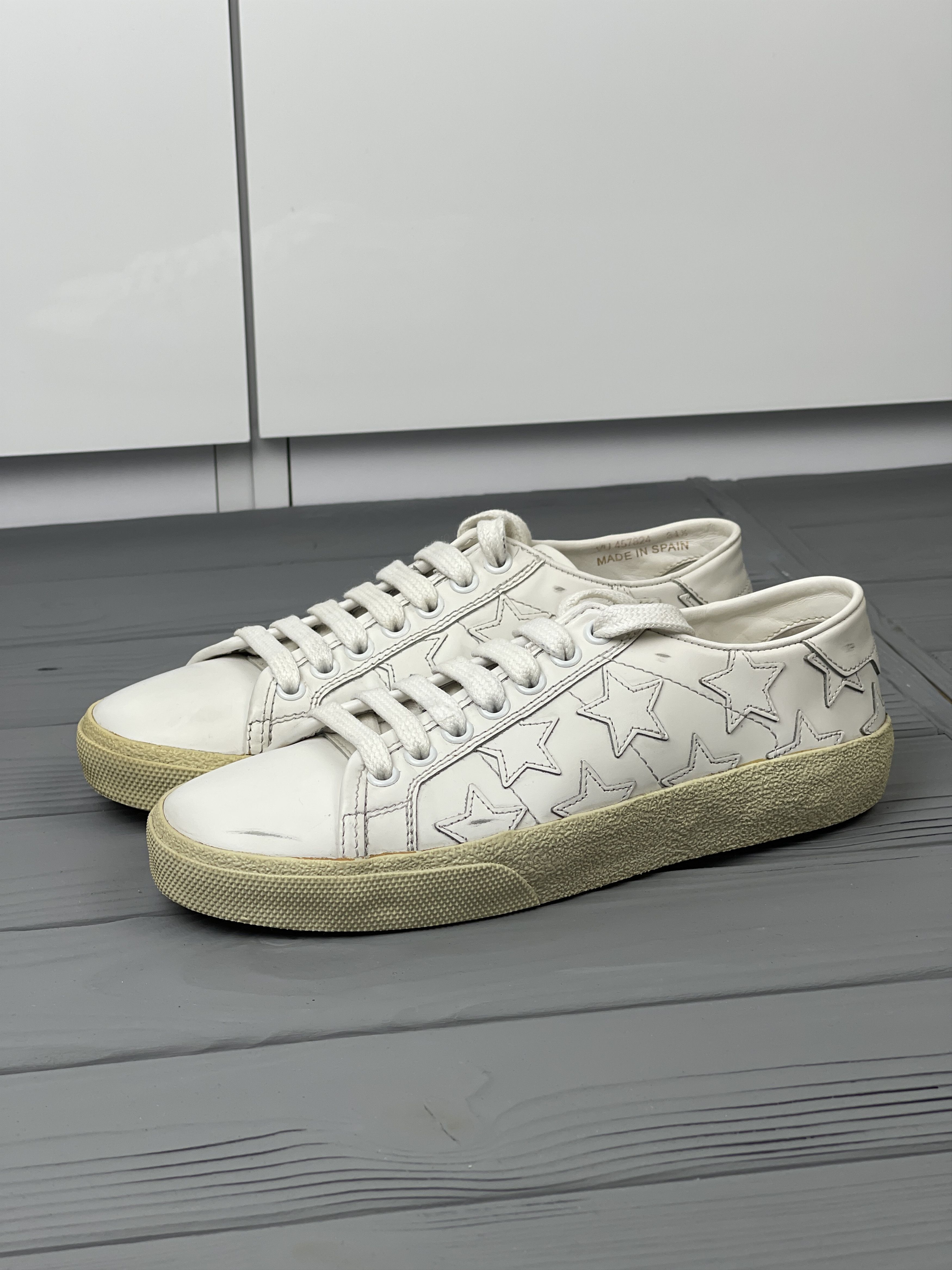 Saint Laurent Paris Saint Laurent Leather Court Stars Sneakers Size US 4.5 / IT 34.5 - 4 Thumbnail