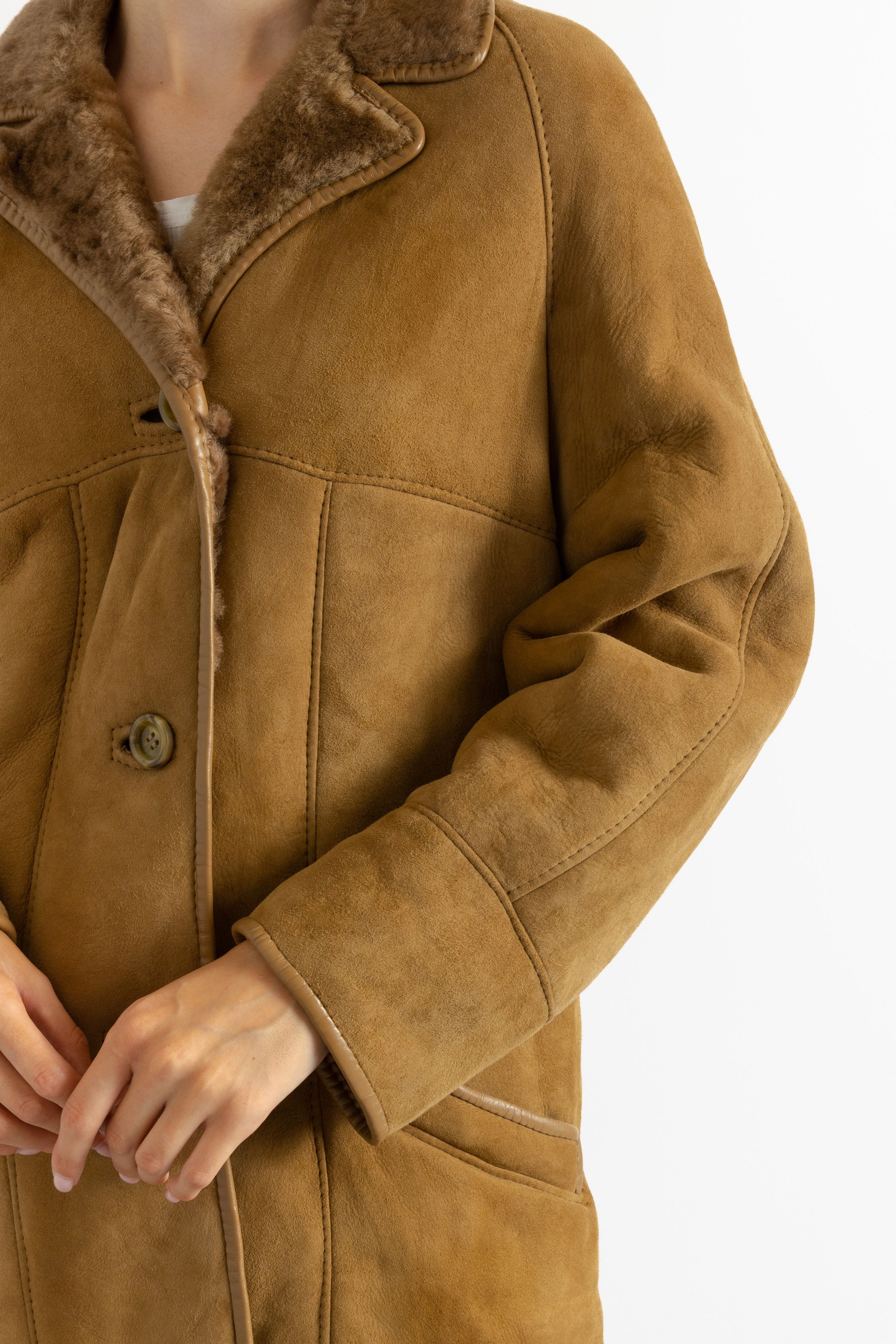 Vintage Deadstock Sheepskin Coat 70s, Shearling Size S 6121 Size S / US 4 / IT 40 - 7 Thumbnail