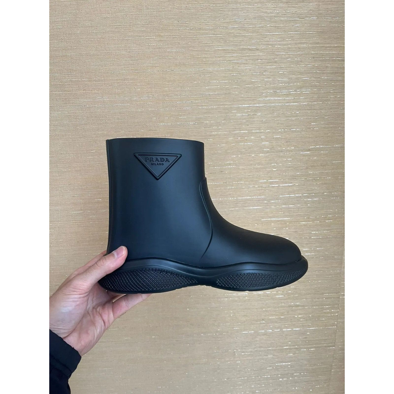 Prada Triangle Stamp Logo Rain Boots in Black Size US 10 / IT 40 - 13 Thumbnail