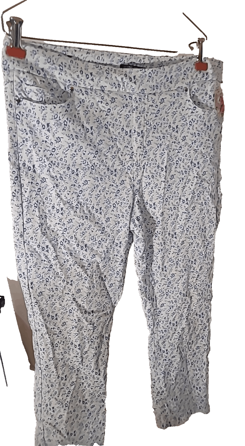 Other Mario Serrano, Italy Sz L Tiny Floral Pattern White Pants Size 34" / US 12 / IT 48 - 3 Thumbnail