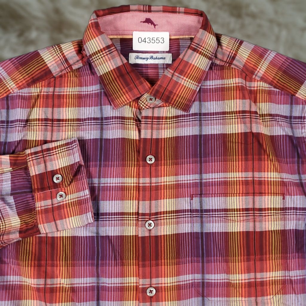 Tommy Bahama Tommy Bahama Shirt Mens Size Medium Red Plaid Button-Up Long Sleeve Shirt Size US M / EU 48-50 / 2 - 1 Thumbnail