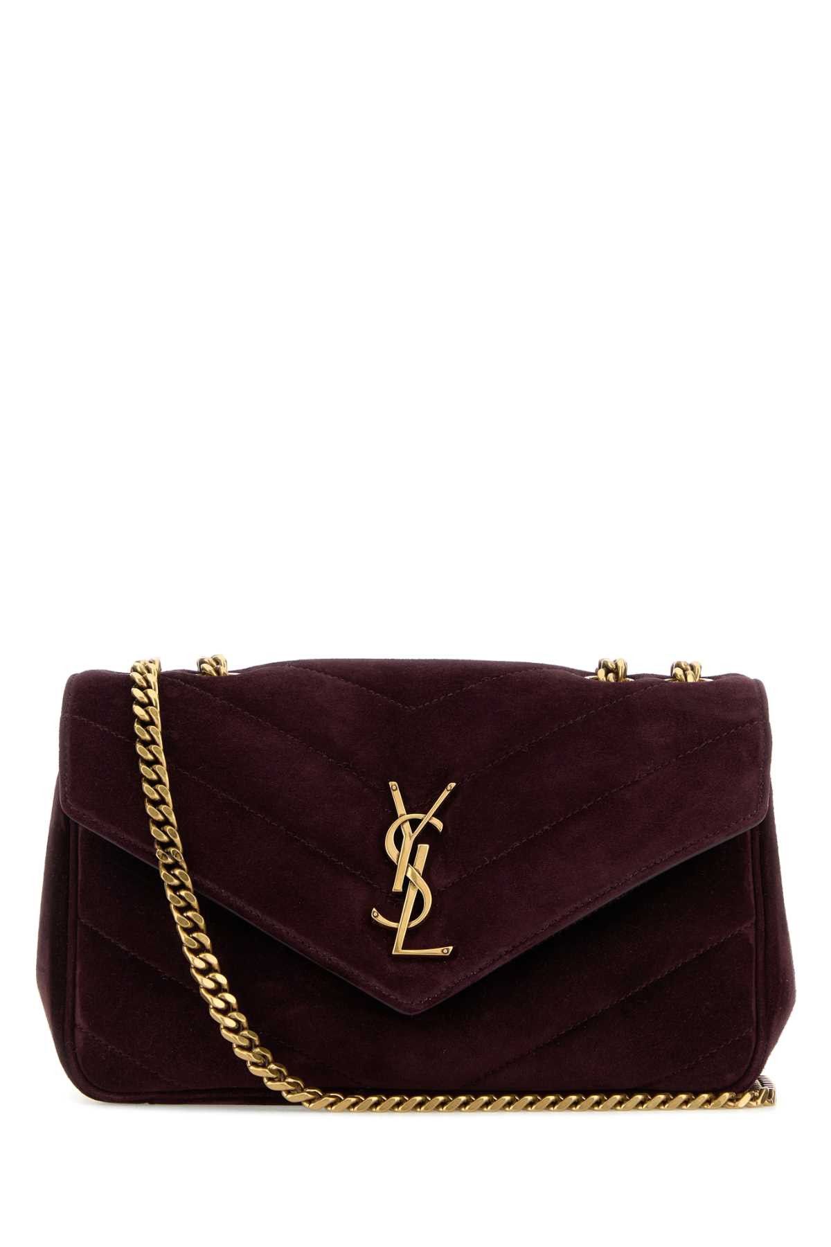 Saint Laurent Paris Aubergine Suede Small Loulou Shoulder Bag Size ONE SIZE - 1 Thumbnail