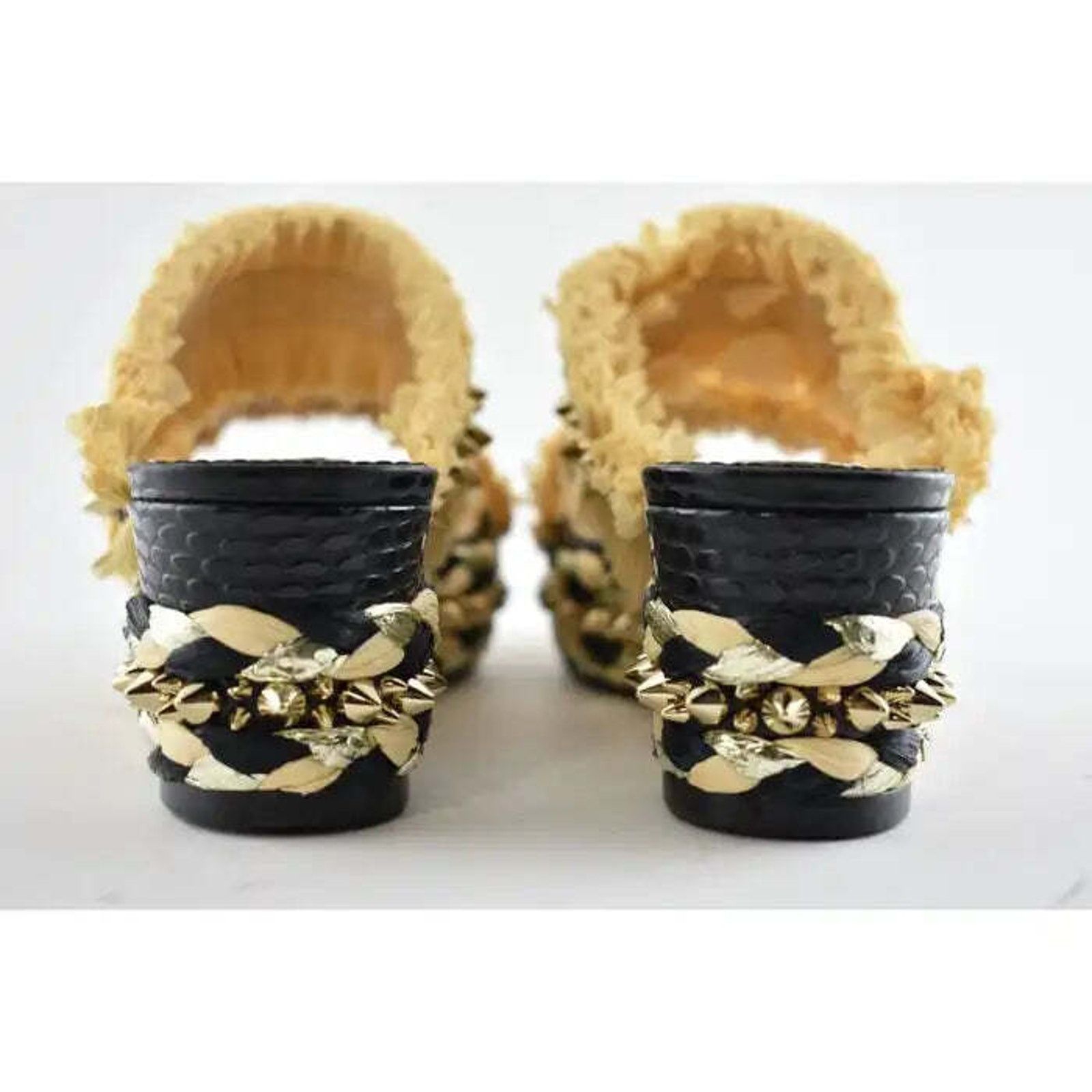 Christian Louboutin Voltinoudou 60 Black Raffia Wedge Slide Mule Sandal Heel 37 Size US 7 / IT 37 - 11 Thumbnail