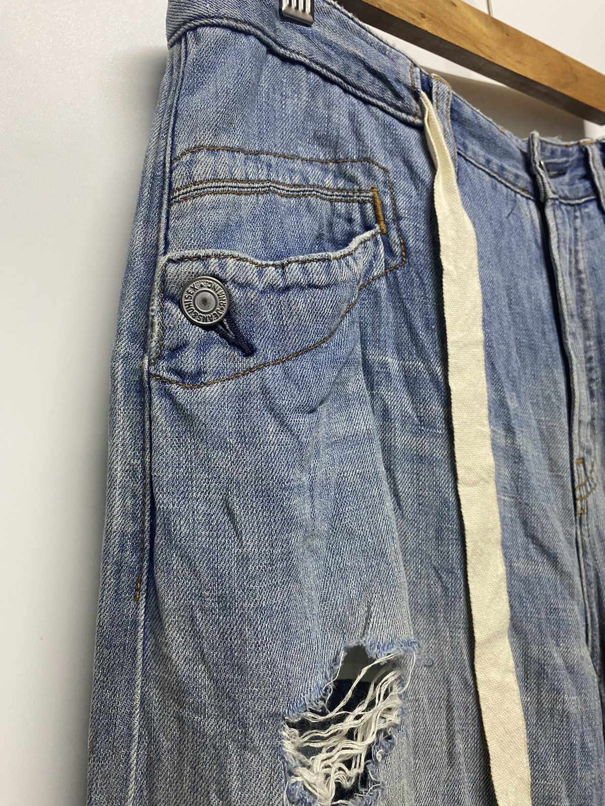 Hysteric Glamour × Japanese Brand RNA İnç. Jeans Distressed Overall Denim Wide Leg Loose Pants Size 32" / US 10 / IT 46 - 9 Thumbnail