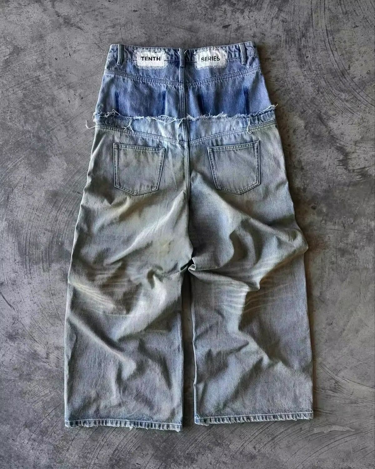 Jean Retro Double Stitching Washed Baggy Jeans Size US 33 - 3 Thumbnail