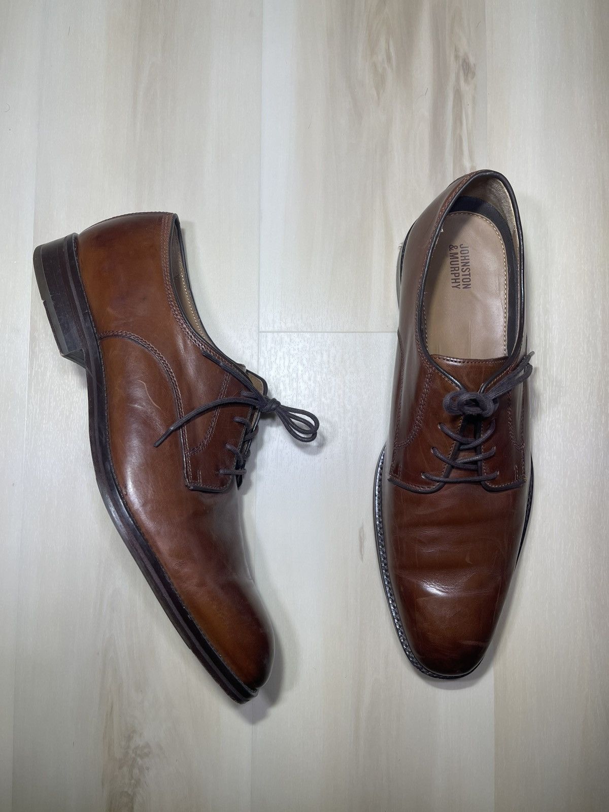 Johnston & Murphy Johnston & Murphy Meade Plain Toe Men Dress Shoe Sz 13M Tan Size US 13 / EU 46 - 1 Thumbnail