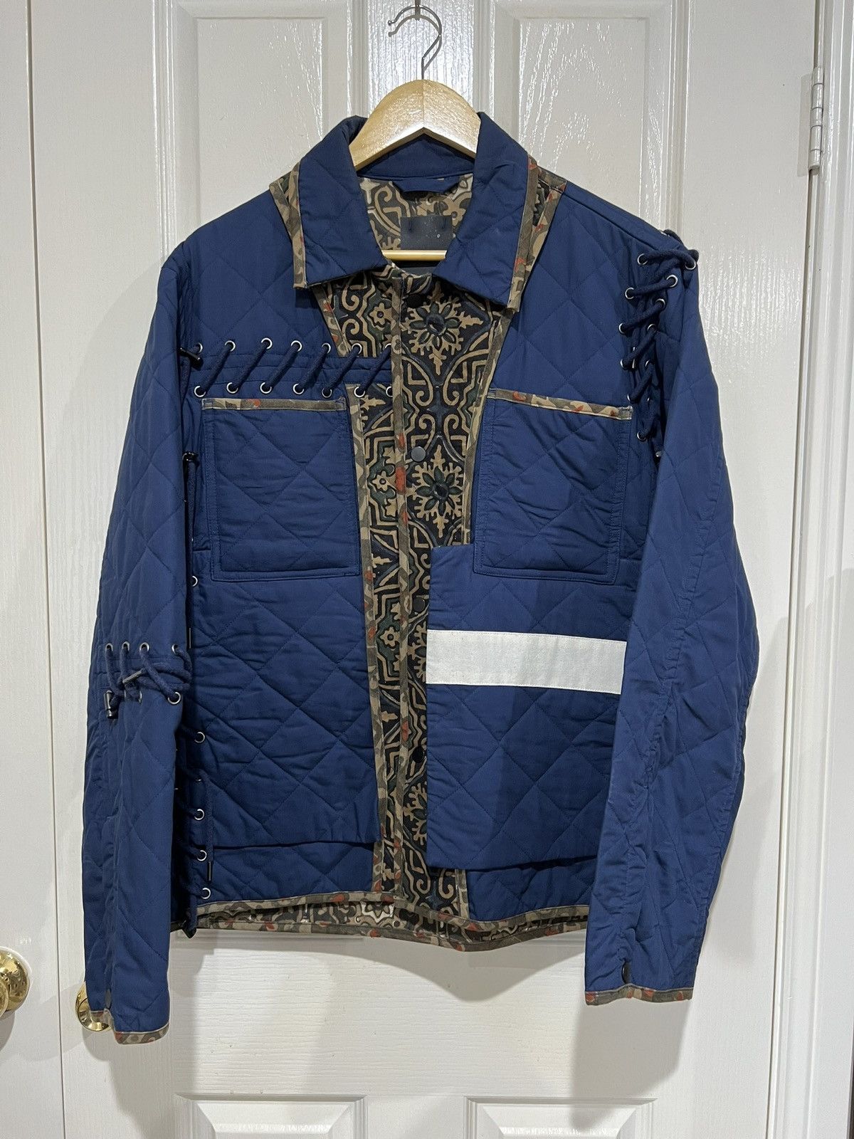 Craig Green Craig Green AW17 Tapestry Laced Navy Block Print Jacket Size US S / EU 44-46 / 1 - 1 Thumbnail