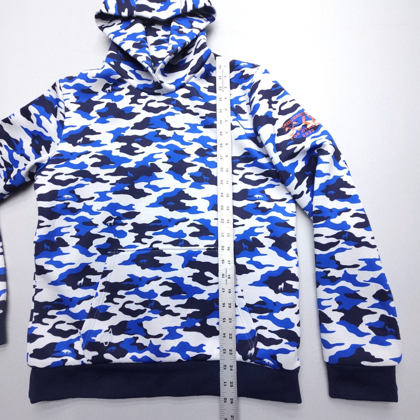 Vintage Greyson Camoscape Chene Hoodie Mens Small Blue Camouflage Wolf Print Performance Golf Shirt Size US S / EU 44-46 / 1 - 5 Thumbnail