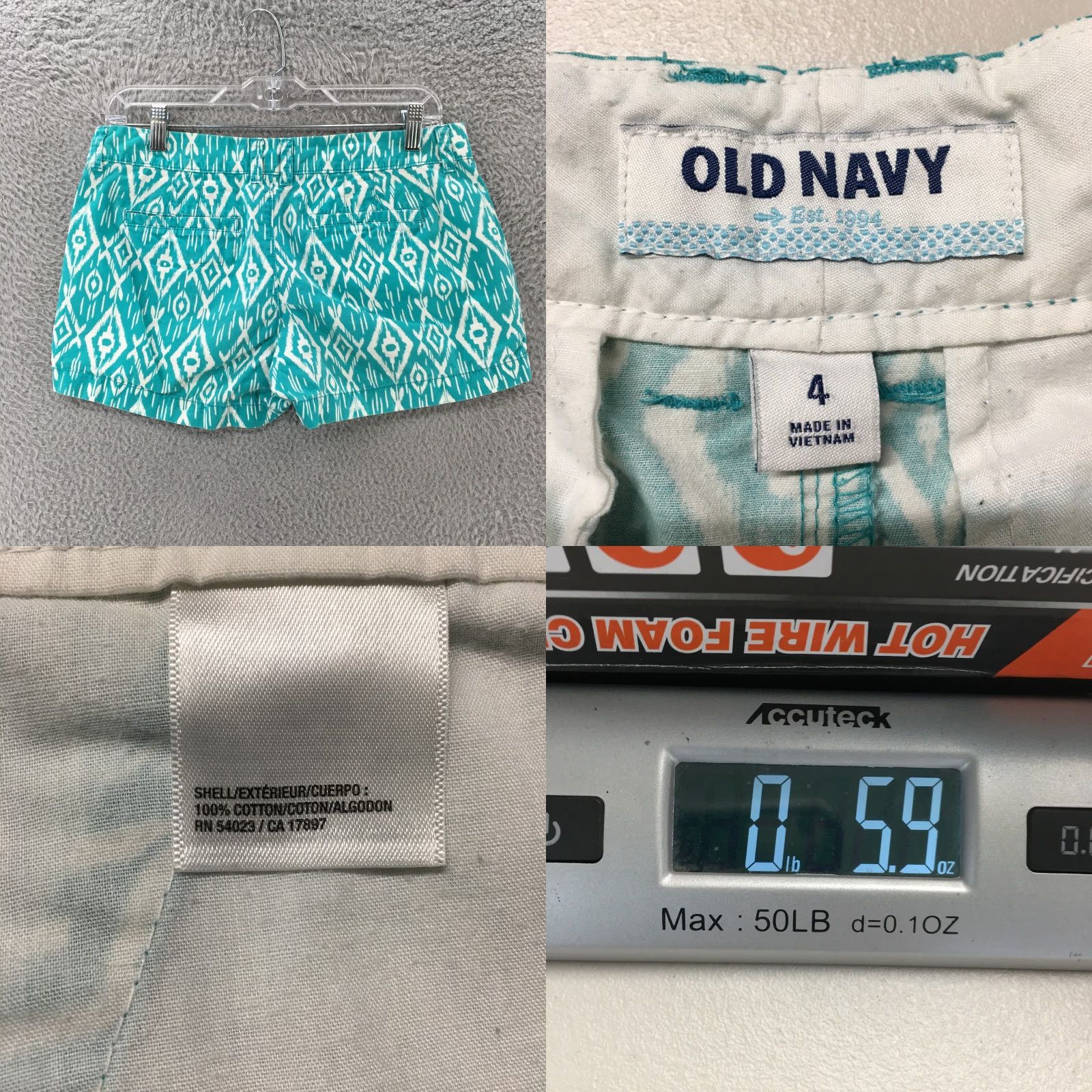 Old Navy Old Navy Chino Shorts Womens 4 Blue Cotton Mid Rise Side Pocket Zip Fly Casual Size 27" / US 4 / IT 40 - 8 Thumbnail