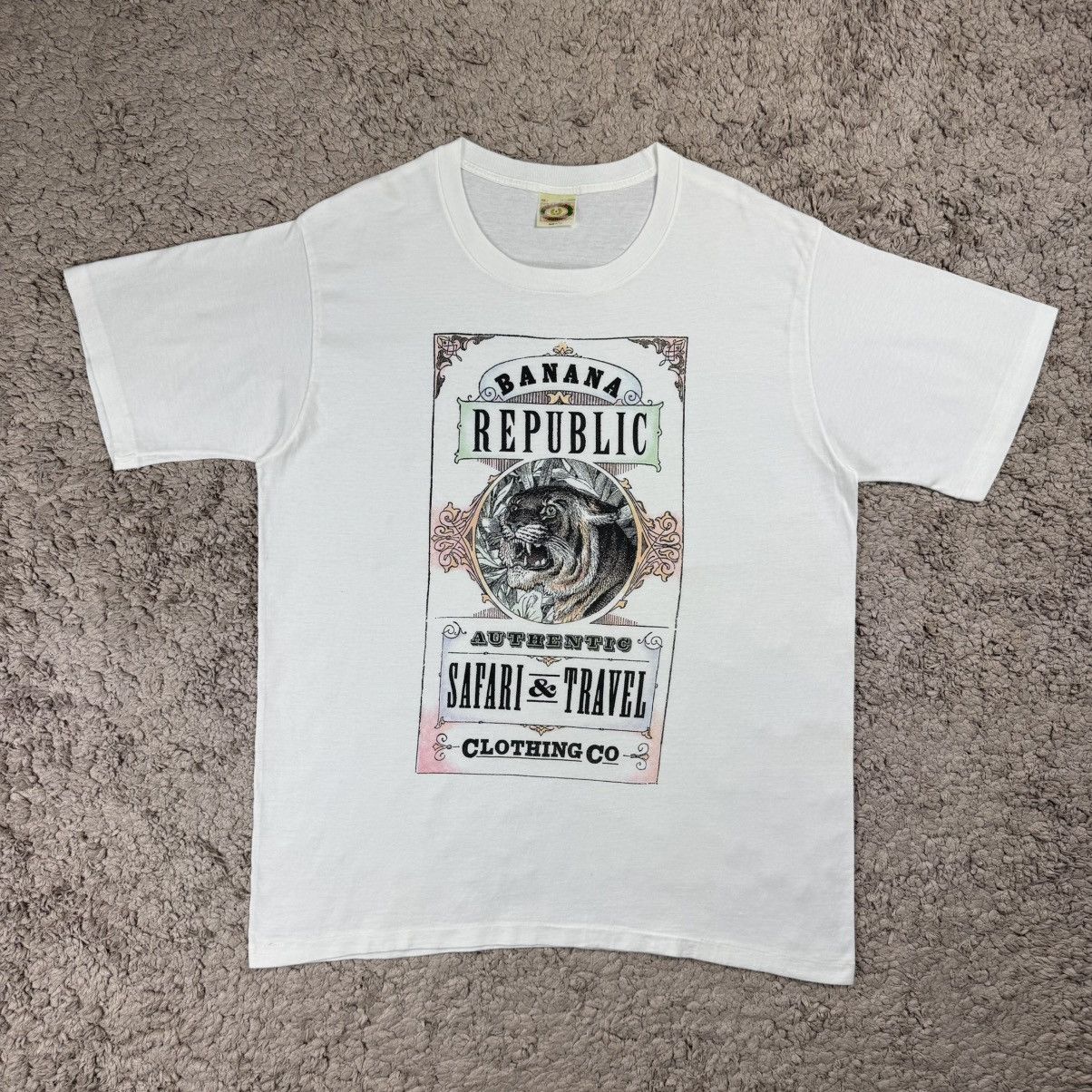 Banana Republic Vintage Banana Republic Safari& Travel Tiger Graphic T-shirt Size US L / EU 52-54 / 3 - 1 Thumbnail