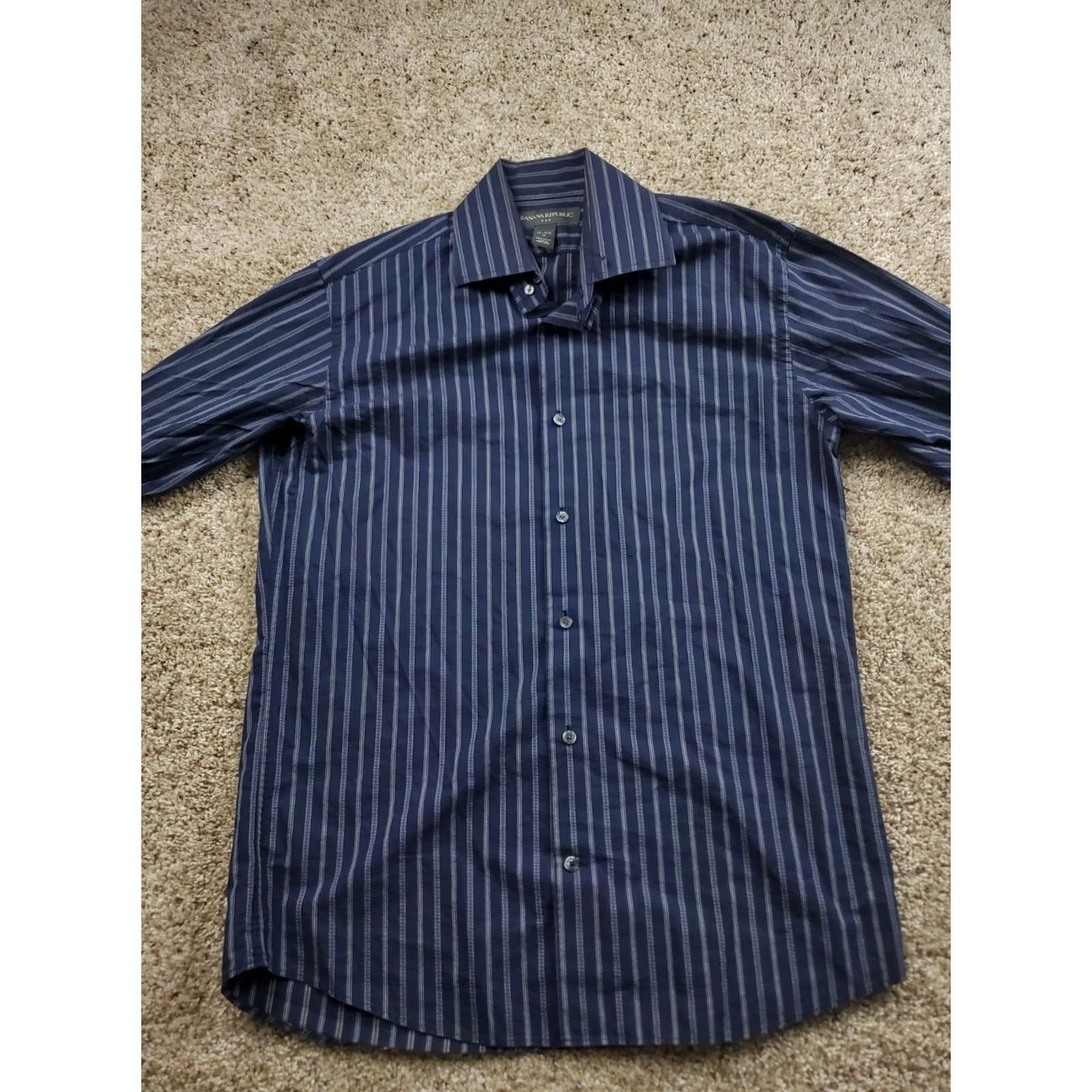 Banana Republic VINTAGE Banana Republic Shirt Mens Medium Blue Striped Button Up French Cuff Size US S / EU 44-46 / 1 - 3 Thumbnail