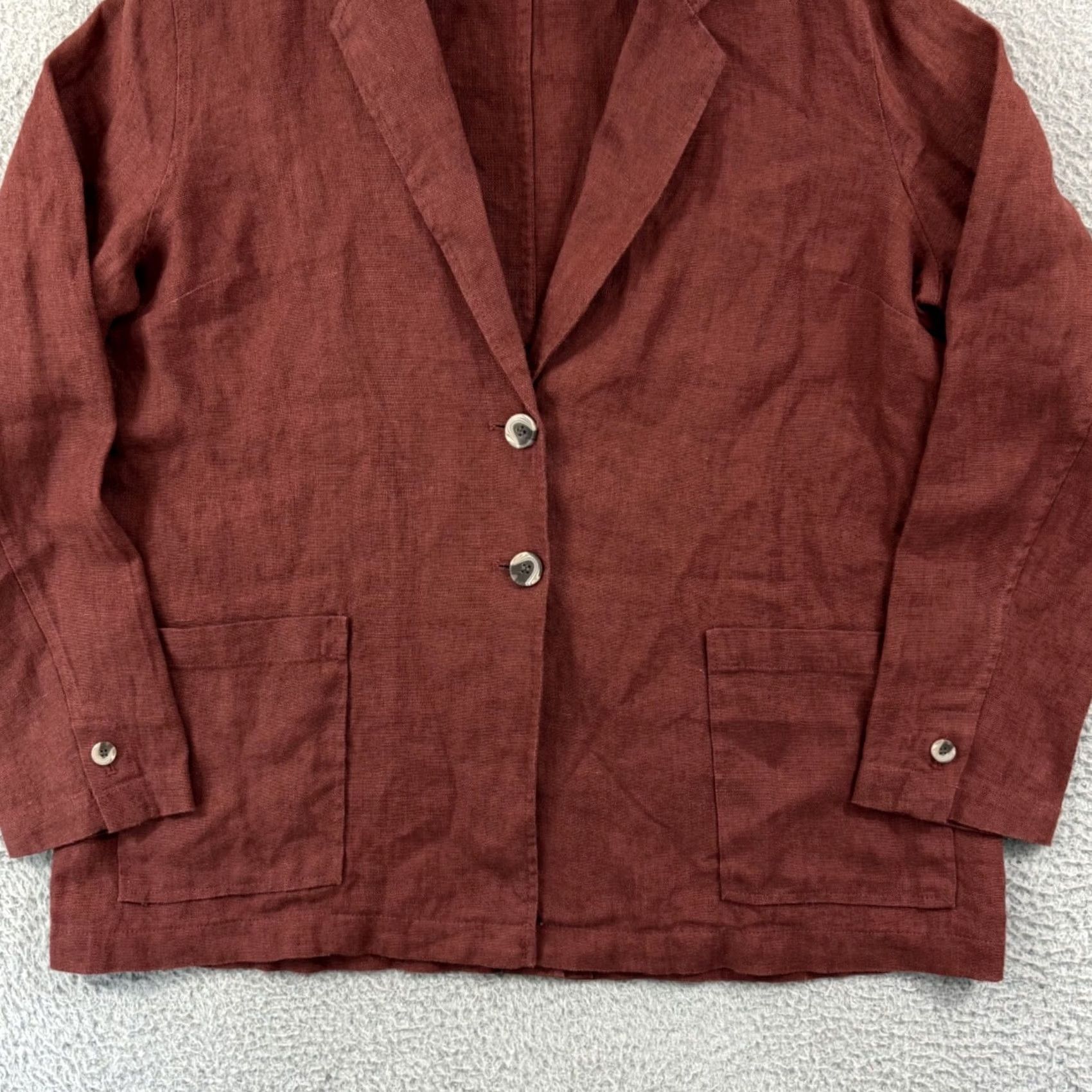 Coldwater Creek VINTAGE? Coldwater Creek Shirt Womens Large Red Linen Oversized Loose Blazer Top 3/4 Boho Size L / US 10 / IT 46 - 2 Thumbnail