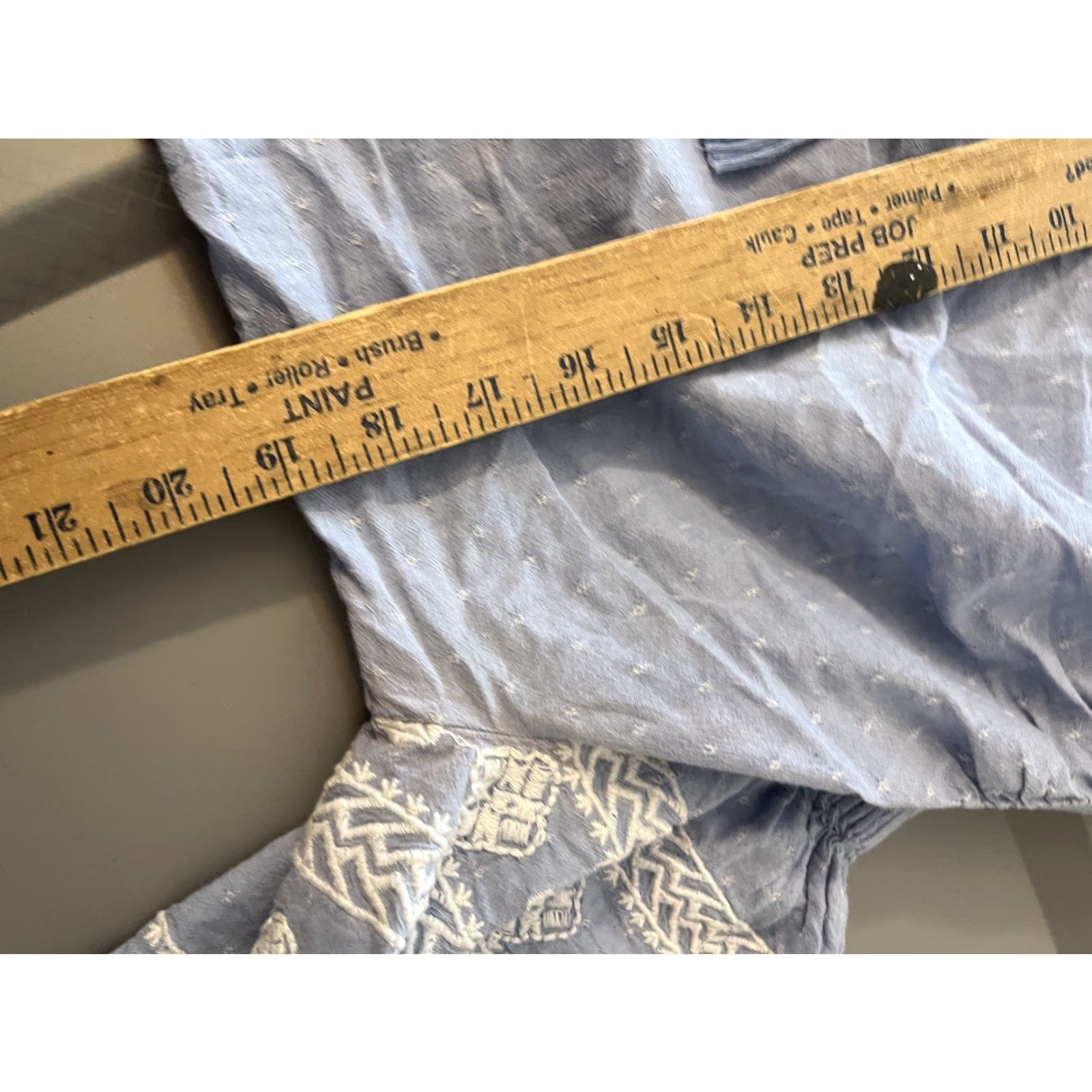 Old Navy Old Navy Shirt Womens Small Light Blue Summer Off Shoulder White Embroidery Top Size S / US 4 / IT 40 - 6 Thumbnail