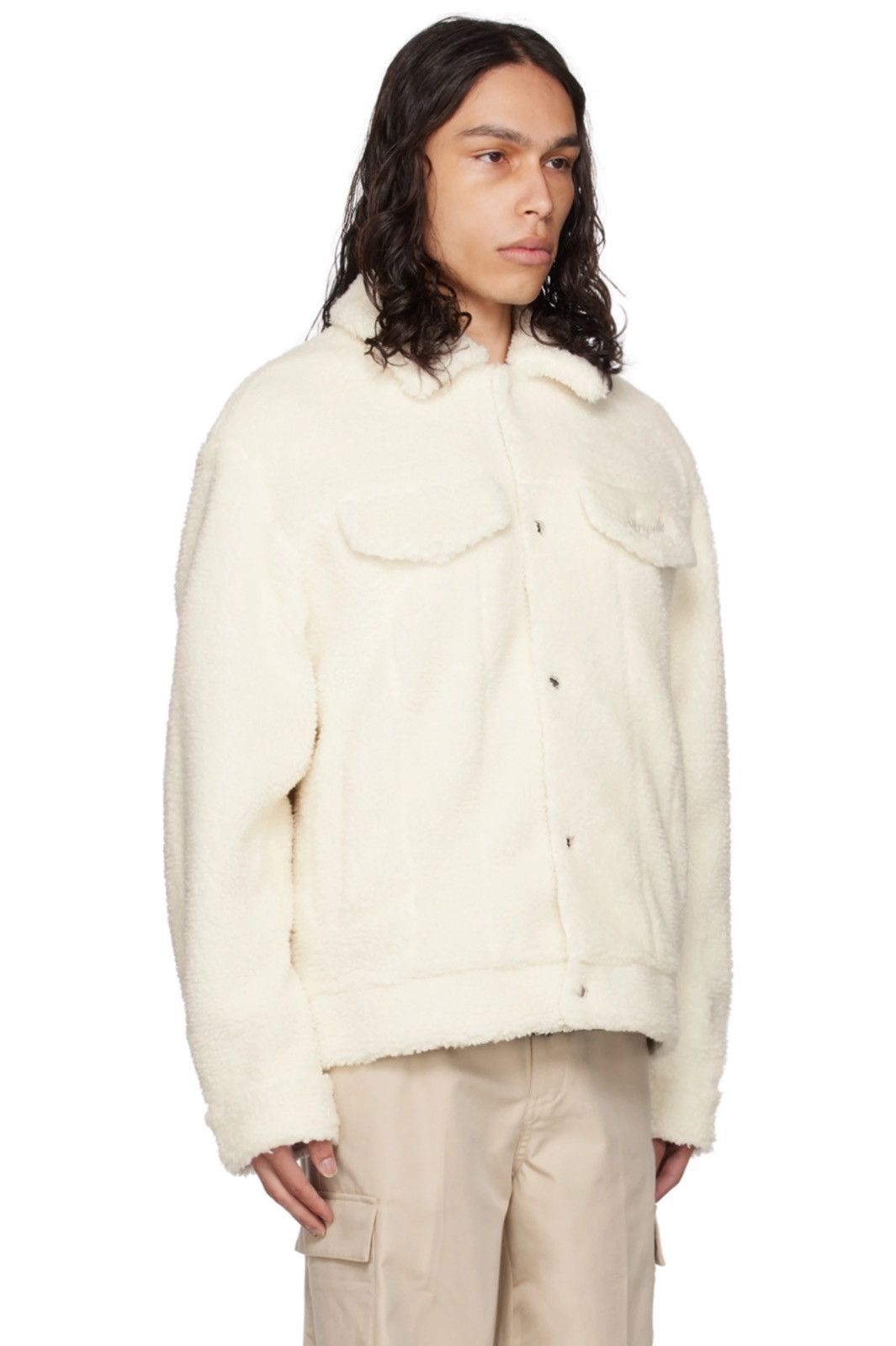 Axel Arigato NEW L Off-White Sherpa Fleece Padded Embroidery Ryder Jacket Size US L / EU 52-54 / 3 - 1 Thumbnail