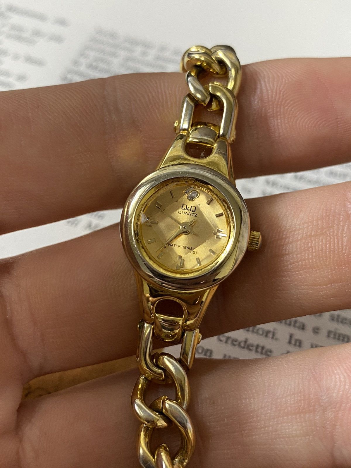 Japanese Brand Q&Q Quartz Watch. Gold Tone, Chain Bracelet. Size ONE SIZE - 8 Thumbnail