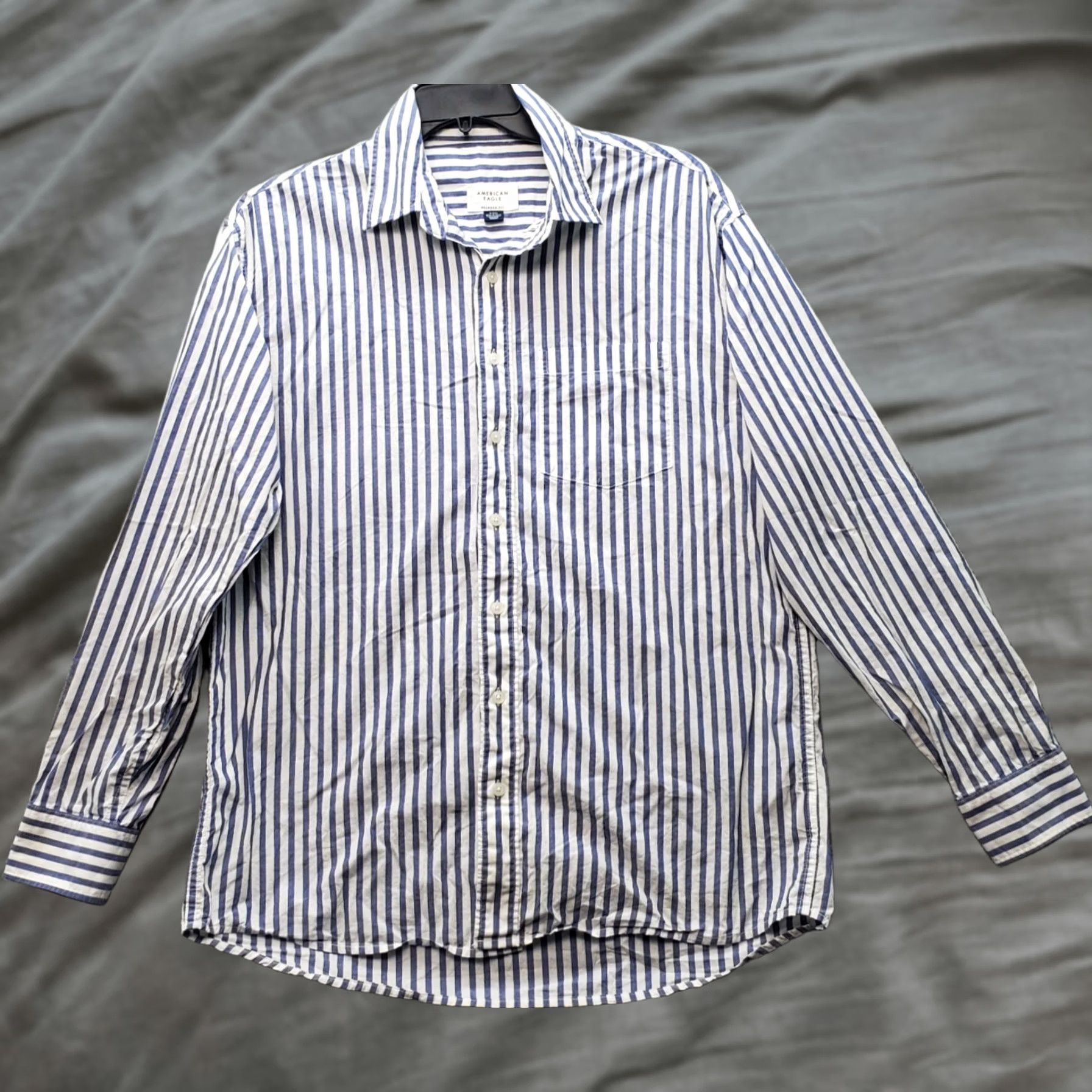 American Eagle Outfitters American Eagle Outfitters Button-Up Shirt Mens MT Multicolor Striped Relaxed Fit Chest Pocket Size US M / EU 48-50 / 2 - 1 Thumbnail