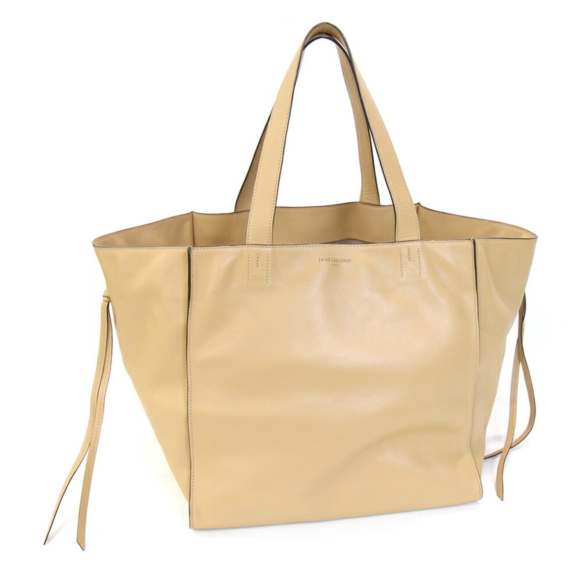 J&m Davidson Tote Bag Bell Beige Leather Shoulder For Women Davidson