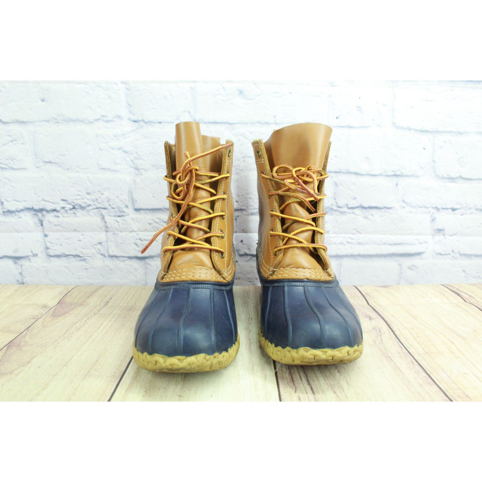 L.L. Bean LL Bean Women's Blue Brown Leather Rubber Unlined 8" Ankle D Size US 8 / IT 38 - 4 Thumbnail