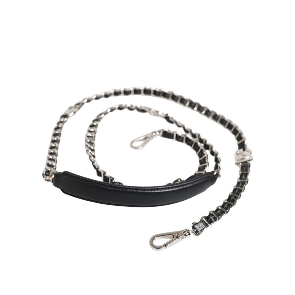 Dolce & Gabbana Dolce & Gabbana Black Leather DG Logo Chain Bag Shoulder Str Size ONE SIZE - 1 Thumbnail