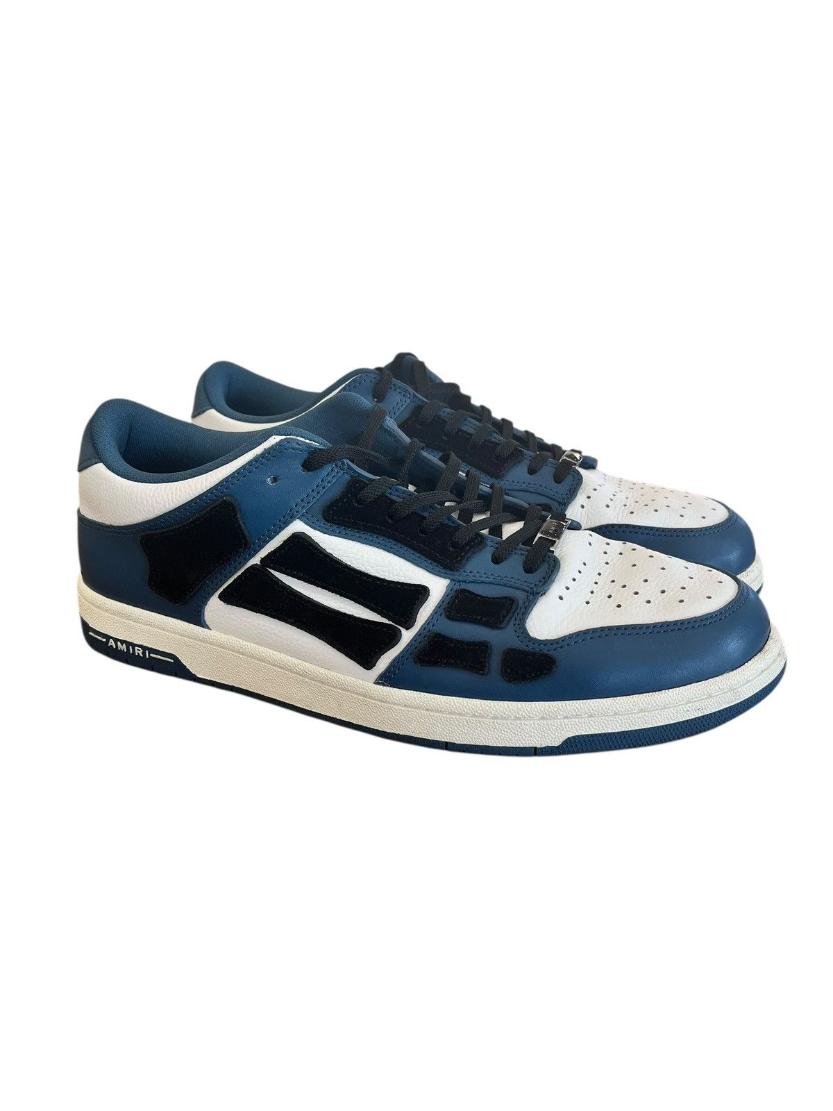 Amiri Amiri Skel Low White Navy Blue Size US 14 / EU 47 - 1 Thumbnail