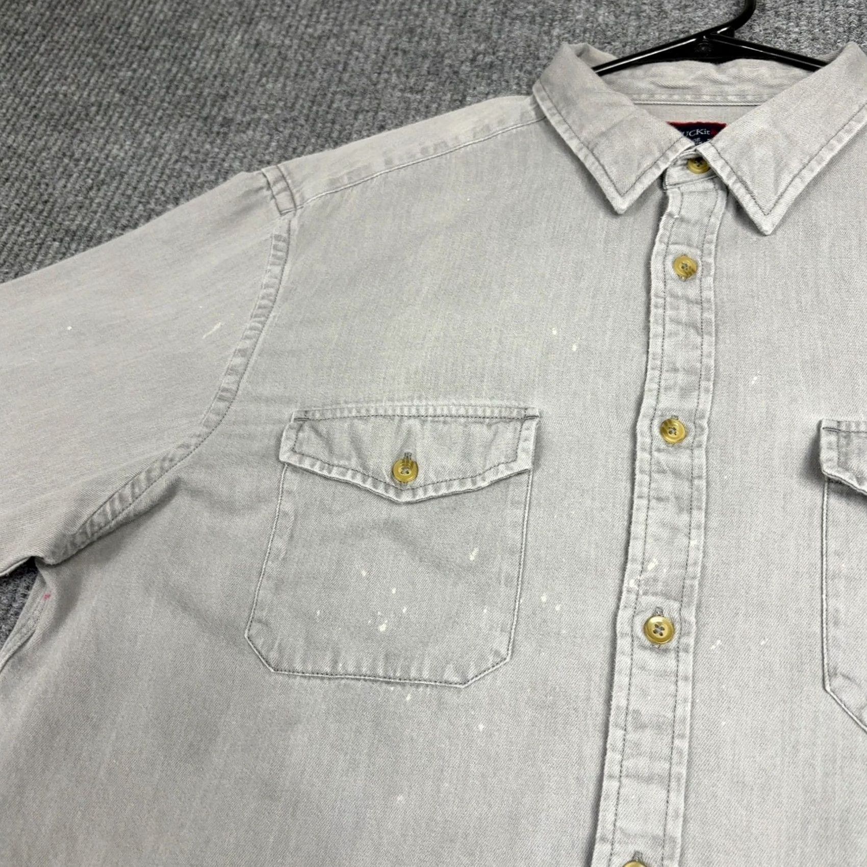 UNTUCKit UNTUCKit Button-Up Mens XL Grey Long Sleeve Cotton Twill Utility Workwear Size US XL / EU 56 / 4 - 3 Thumbnail