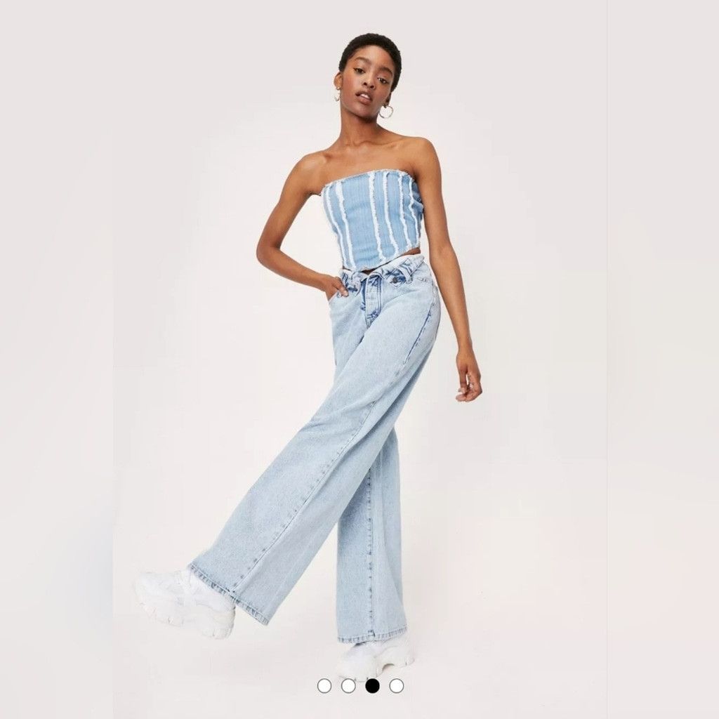 Nasty Gal NWOT Nasty Gal Denim Bandana Bandeau Seam Corset Top Size L / US 10 / IT 46 - 3 Thumbnail