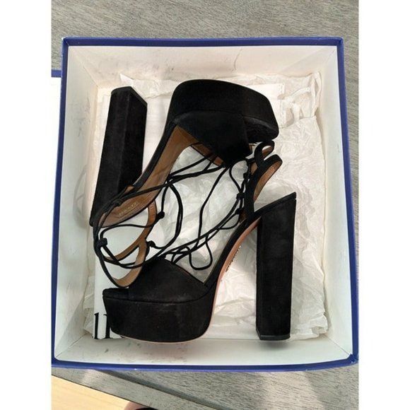 Aquazzura Aquazzura Austin Plateau Suede Platform Heels Size US 8 / IT 38 - 9 Thumbnail