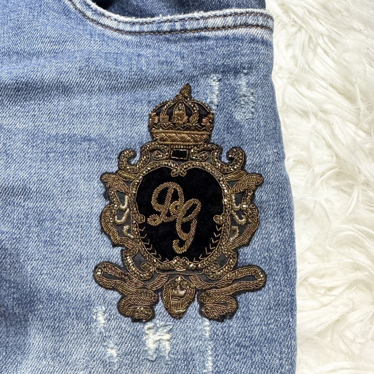 Dolce & Gabbana DG Crown Patchwork Denim Jeans