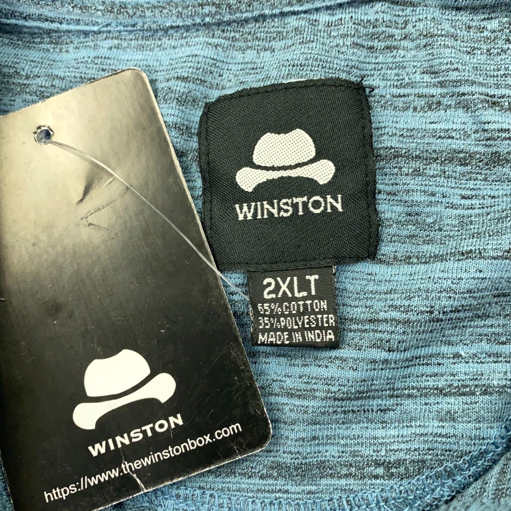 Vintage Winston Mens Polo Shirt 2XLT Blue Striped Long Sleeve Collared Cotton Polyester NWT Western Style Shirt Size US XXL / EU 58 / 5 - 4 Thumbnail
