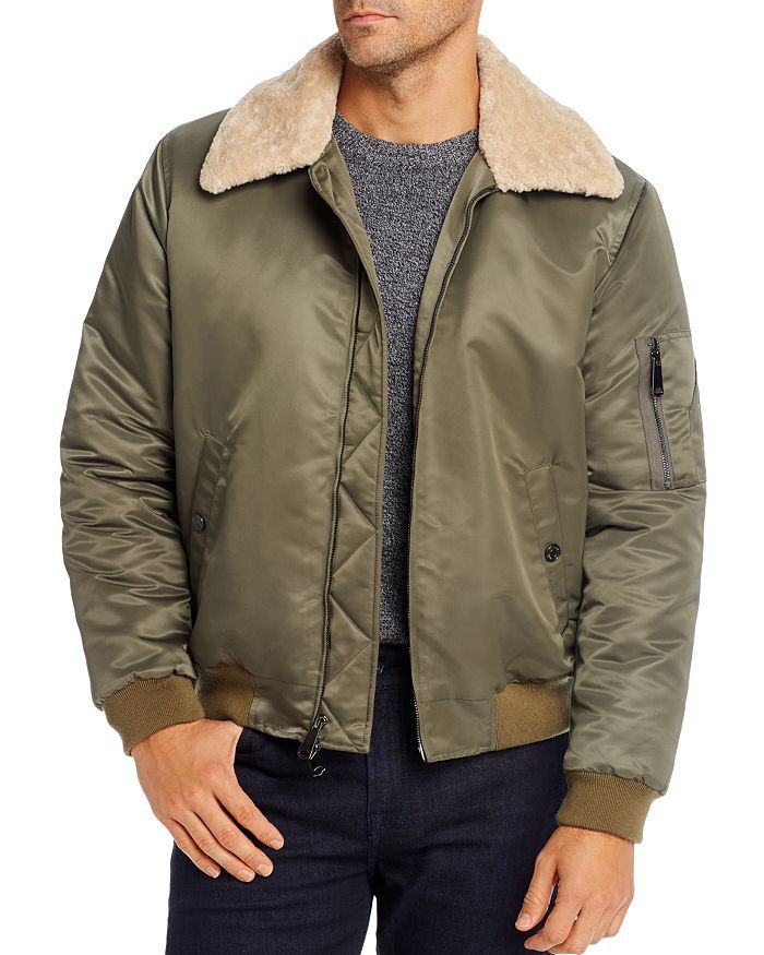 7 For All Mankind 7 For All Mankind Sherpa Trim Bomber Jacket In Army Green Size US L / EU 52-54 / 3 - 1 Thumbnail